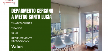 DEPARTAMENTO DE 57 M2 CERCANO A METRO SANTA LUCÍA, SANTIAGO CENTRO