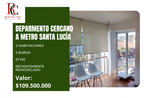 DEPARTAMENTO DE 57 M2 CERCANO A METRO SANTA LUCÍA, SANTIAGO CENTRO