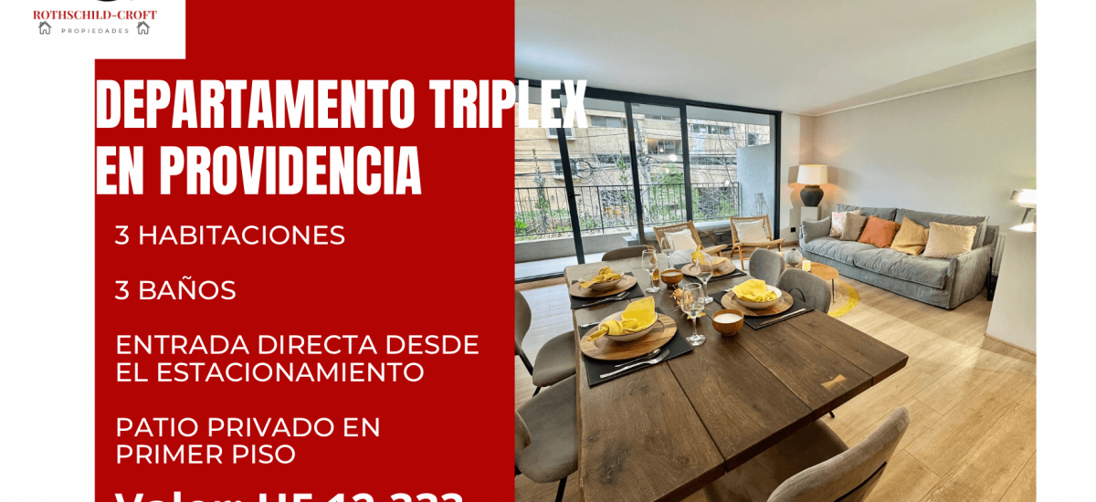 FANTÁSTICO DEPARTAMENTO TRIPLEX CON PATIO PRIVADO EN PROVIDENCIA FANTÁSTICO DEPARTAMENTO TRIPLEX CON PATIO PRIVADO EN PROVIDENCIA