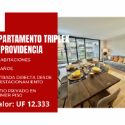 FANTÁSTICO DEPARTAMENTO TRIPLEX CON PATIO PRIVADO EN PROVIDENCIA 