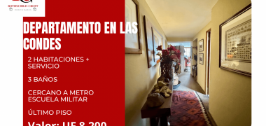 Departamento último piso de 106 m2 en Las Condes
