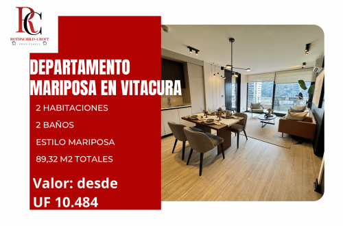 Maravilloso departamento mariposa en Vitacura