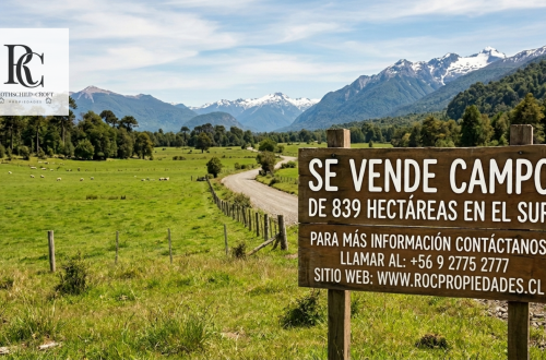 CAMPO DE 839 HECTÁREAS EN VENTA/LAND FOR SALE IN THE SOUTH OF CHILE
