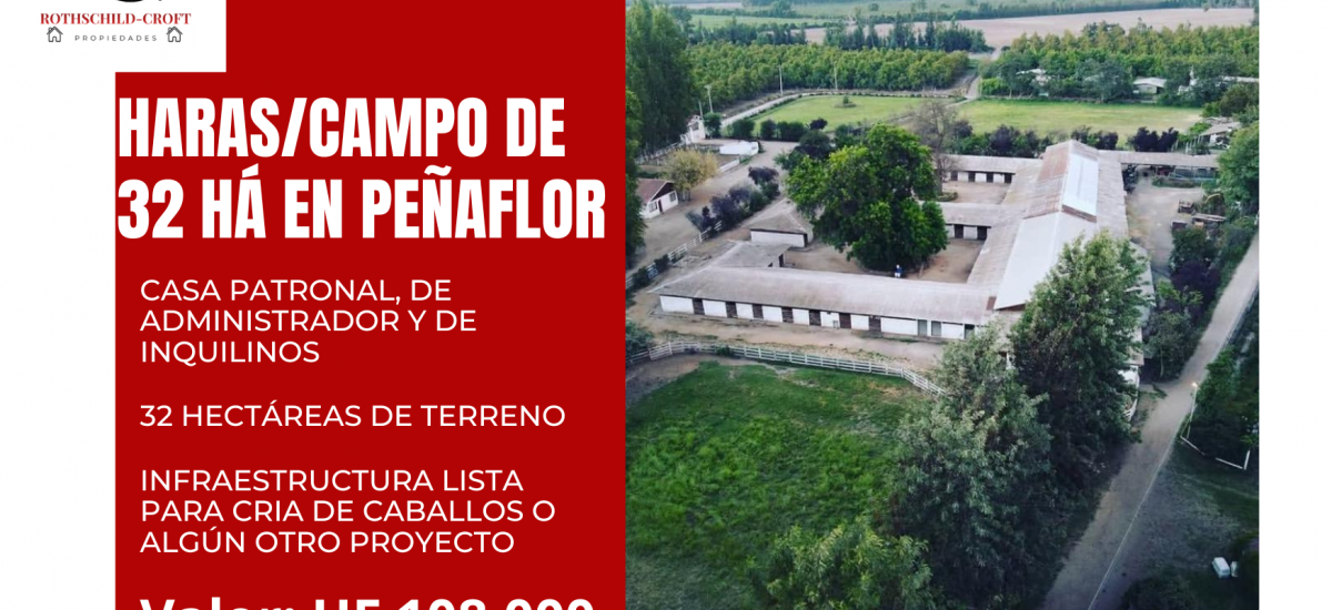 HARAS/CAMPO EN VENTA A 30 MINUTOS DEL CENTRO DE SANTIAGO