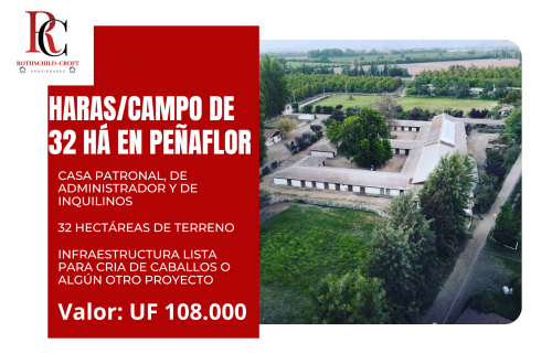 HARAS/CAMPO EN VENTA A 30 MINUTOS DEL CENTRO DE SANTIAGO